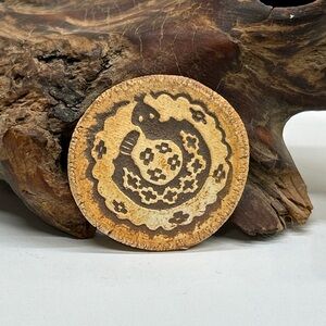 Rattlesnake In Nest Brooch Pin Vintage Rock Art Southwest Pima Indian Design